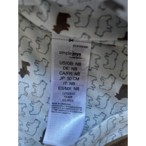 Simple Joys by Carter's Baby Fleece Footed Jumpsuit Pram Brown Bear Newborn - Picture 9 of 9
